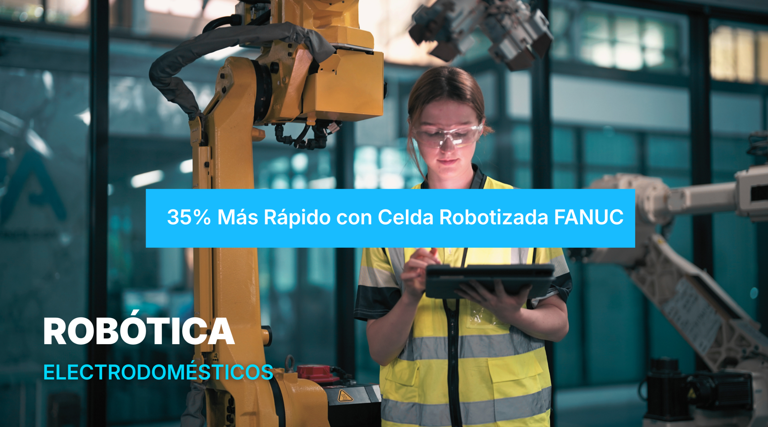 Diseñamos e integramos una celda robotizada con robot FANUC y visión 2D para ensamble automático de subcomponentes plásticos. La solución redujo el tiempo de ciclo en 35%, eliminó errores de alineación y liberó personal de tareas repetitivas, con ROI en menos de 12 meses.